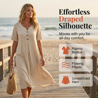 👗Robe en coton pour femme – couleur unie, confortable et respirante – idéale au quotidien, à la plage et pour les loisirs – coupe légère et décontractée