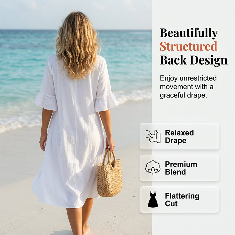👗Robe en coton pour femme – couleur unie, confortable et respirante – idéale au quotidien, à la plage et pour les loisirs – coupe légère et décontractée