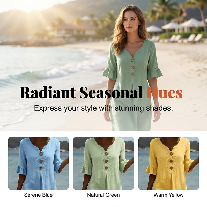 👗Robe en coton pour femme – couleur unie, confortable et respirante – idéale au quotidien, à la plage et pour les loisirs – coupe légère et décontractée