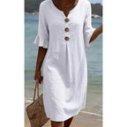 👗Robe en coton pour femme – couleur unie, confortable et respirante – idéale au quotidien, à la plage et pour les loisirs – coupe légère et décontractée
