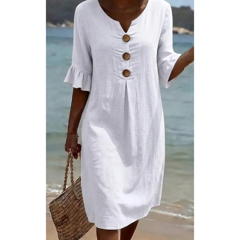 👗Robe en coton pour femme – couleur unie, confortable et respirante – idéale au quotidien, à la plage et pour les loisirs – coupe légère et décontractée