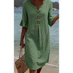 👗Robe en coton pour femme – couleur unie, confortable et respirante – idéale au quotidien, à la plage et pour les loisirs – coupe légère et décontractée