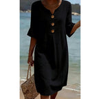 👗Robe en coton pour femme – couleur unie, confortable et respirante – idéale au quotidien, à la plage et pour les loisirs – coupe légère et décontractée