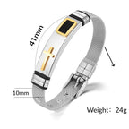 ✝️ Herren Kreuz-Armband – Verstellbares Mesh-Armband im modernen Design ⌚🖤