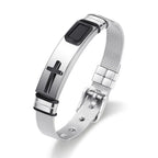 ✝️ Herren Kreuz-Armband – Verstellbares Mesh-Armband im modernen Design ⌚🖤