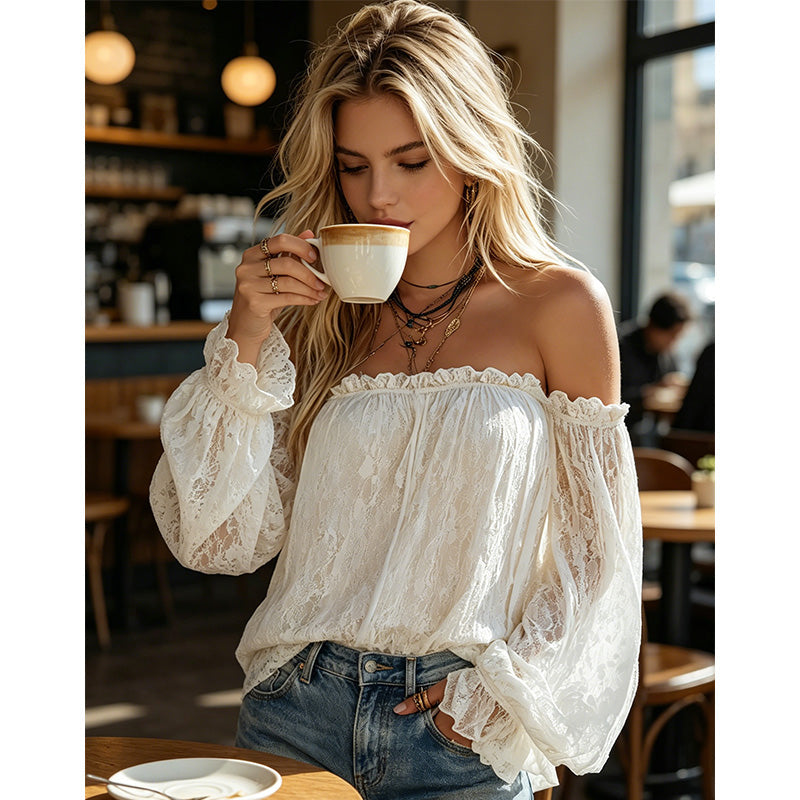 👚 50% RABATT! 🌸 Büsten-BH aus Spitze – transparent, weite Ärmel & Boho-Stil – Luftiger Sommertraum, perfekt für Festival, Strand oder einen romantischen Look ☀️