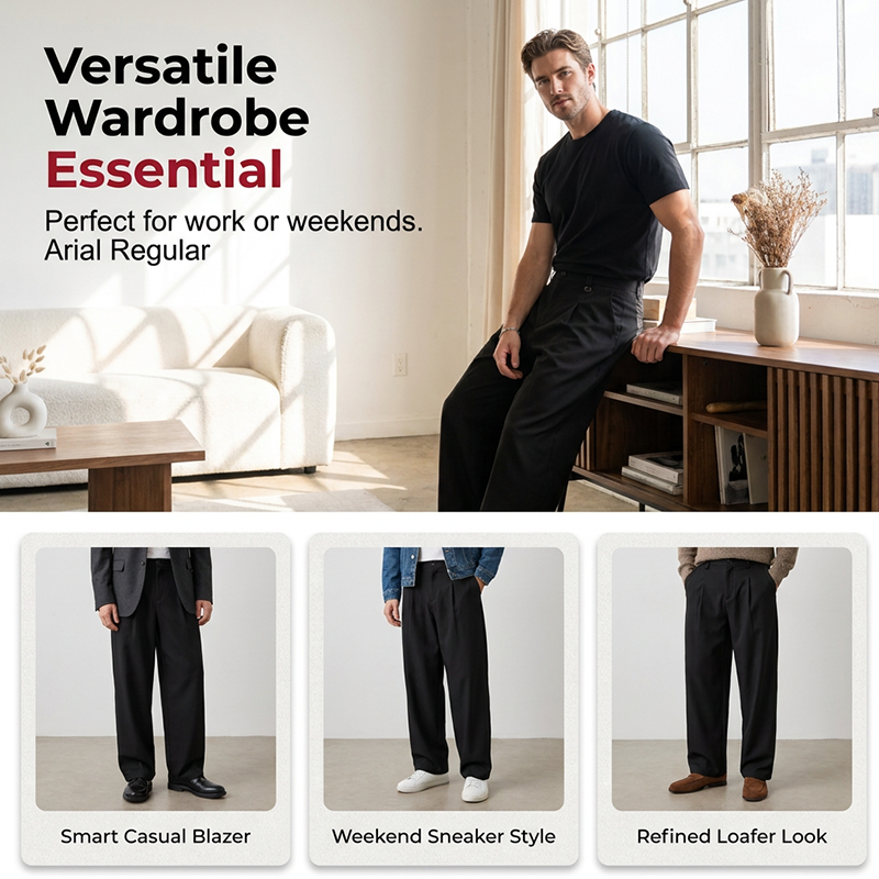 ⏰👔 PROMO FLASH 50% ! Pantalon de Costume Homme Classique à Jambe Large – Tissu Doux Anti-Froissé, Coupe Décontractée Moderne, Plis Avant, Incontournable Polyvalent pour le Bureau & le Quotidien ✨