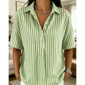 🎁Neuwaren 50% Rabatt💥Damen Kurzarmshirt – Gestreift & Lässig 🌿 Für Alltag & Freizeit