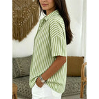 🎁Neuwaren 50% Rabatt💥Damen Kurzarmshirt – Gestreift & Lässig 🌿 Für Alltag & Freizeit