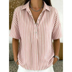 🎁Neuwaren 50% Rabatt💥Damen Kurzarmshirt – Gestreift & Lässig 🌿 Für Alltag & Freizeit