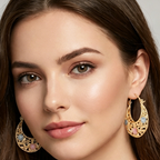 🌙✨Boucles d'Oreilles Croissant – Plaqué Or, Émaillé, Filigrane✨