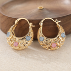 🌙✨Boucles d'Oreilles Croissant – Plaqué Or, Émaillé, Filigrane✨