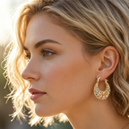 🌙✨Boucles d'Oreilles Croissant – Plaqué Or, Émaillé, Filigrane✨