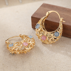 🌙✨Boucles d'Oreilles Croissant – Plaqué Or, Émaillé, Filigrane✨
