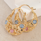 🌙✨Boucles d'Oreilles Croissant – Plaqué Or, Émaillé, Filigrane✨
