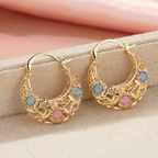 🌙✨Boucles d'Oreilles Croissant – Plaqué Or, Émaillé, Filigrane✨