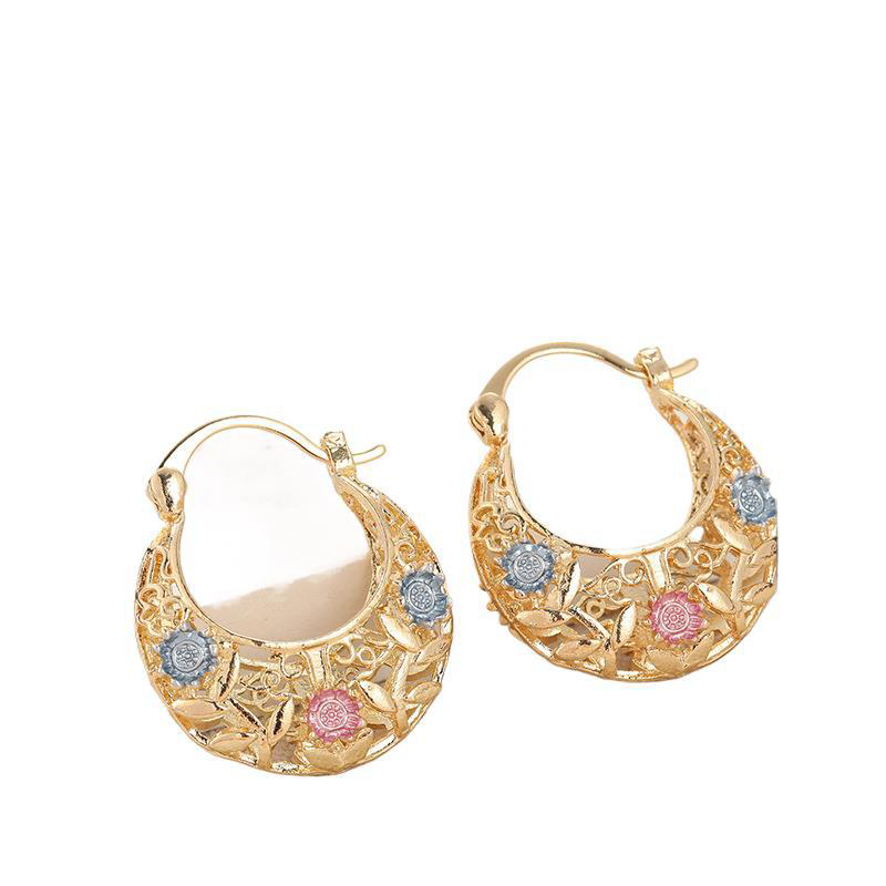 🌙✨Boucles d'Oreilles Croissant – Plaqué Or, Émaillé, Filigrane✨