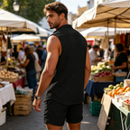 ALEX - Camiseta sin mangas de efecto lino con escote Henley™