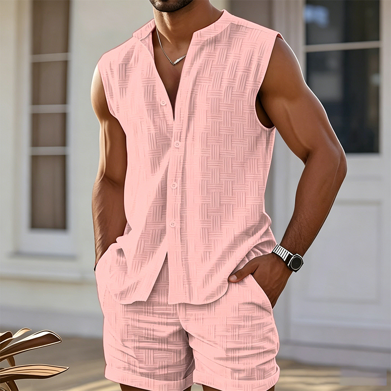 ALEX - Camiseta sin mangas de efecto lino con escote Henley™