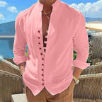 LORENZO - Camisa casual de efecto lino con cuello mao™