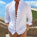 LORENZO - Camisa casual de efecto lino con cuello mao™