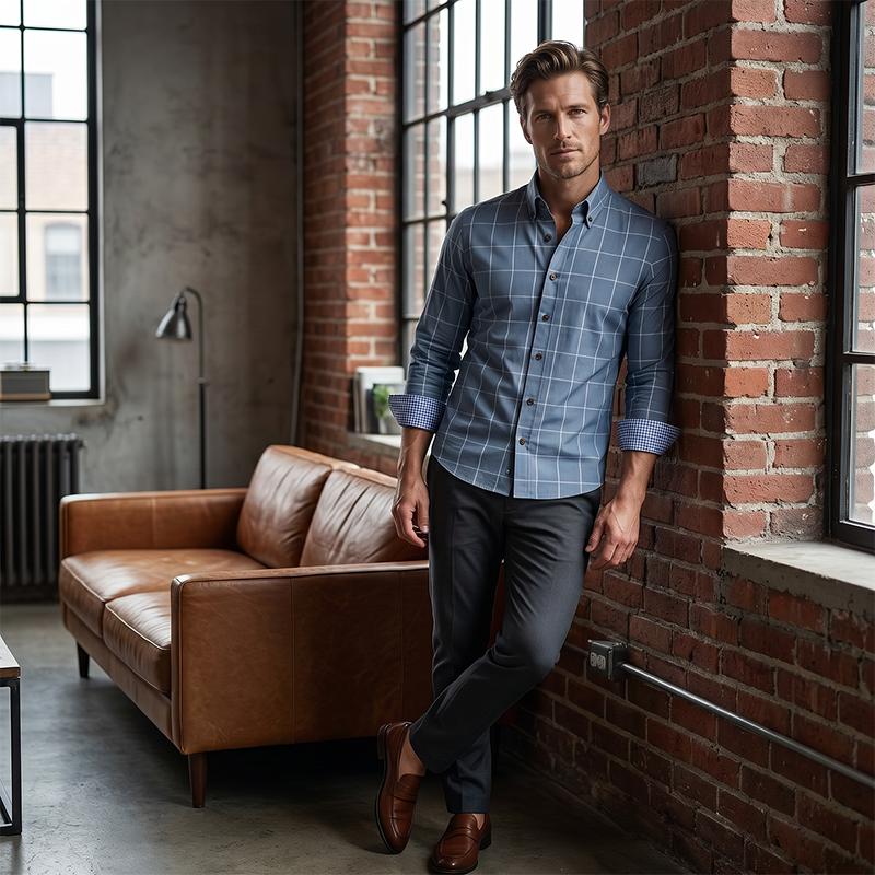 Chemise À Carreaux Coupe Moderne pour Homme