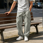 GAEL - Pantalones cargo de lino de corte amplio y cintura elástica con cordón™