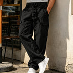 GAEL - Pantalones cargo de lino de corte amplio y cintura elástica con cordón™