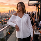 👚 50 % RABATT! ✨ Off-Shoulder-Bluse für Damen – asymmetrisch, aus Crinkle-Stoff und mit langen Ärmeln – luftig, lässig und schick 💫