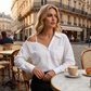👚 50 % RABATT! ✨ Off-Shoulder-Bluse für Damen – asymmetrisch, aus Crinkle-Stoff und mit langen Ärmeln – luftig, lässig und schick 💫