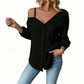 👚 50 % RABATT! ✨ Off-Shoulder-Bluse für Damen – asymmetrisch, aus Crinkle-Stoff und mit langen Ärmeln – luftig, lässig und schick 💫