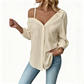 👚 50 % RABATT! ✨ Off-Shoulder-Bluse für Damen – asymmetrisch, aus Crinkle-Stoff und mit langen Ärmeln – luftig, lässig und schick 💫