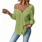 👚 50 % RABATT! ✨ Off-Shoulder-Bluse für Damen – asymmetrisch, aus Crinkle-Stoff und mit langen Ärmeln – luftig, lässig und schick 💫