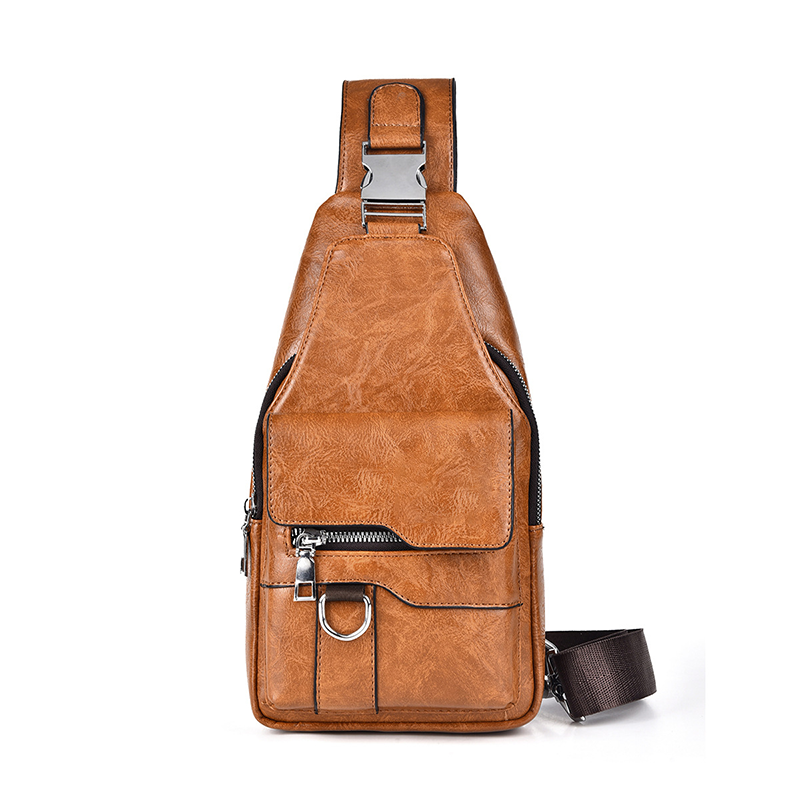 BRUNO - Bandolera cruzada de pecho en piel con textura envejecida™