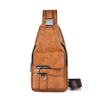 BRUNO - Bandolera cruzada de pecho en piel con textura envejecida™