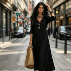 AURA - Vestido maxi de estilo ibicenco con escote en V y volantes™