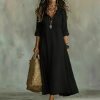 AURA - Vestido maxi de estilo ibicenco con escote en V y volantes™