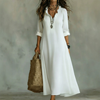 AURA - Vestido maxi de estilo ibicenco con escote en V y volantes™
