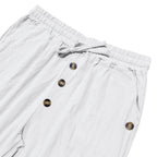 Pantalon décontracté en lin à cordon de serrage pour homme