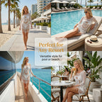🔥Letzter Tag! 50% Rabatt！Damen Boho Häkel-Strand-Cover-Up mit Quasten🌴Romantischer Strandüberwurf für Urlaub & Pool