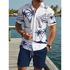 🏝️ Lässiges Sommer-Set – kurzärmeliges Hemd mit auffälligem Print & leichte Shorts, perfekt für Strand, Reise oder entspannte Stunden ☀️