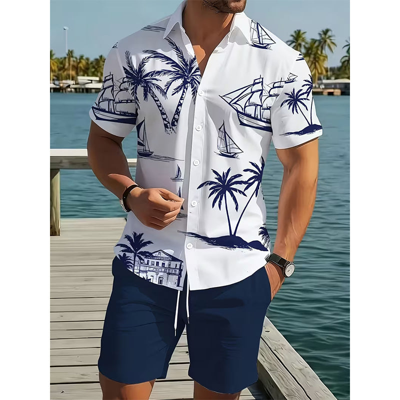 🏝️ Lässiges Sommer-Set – kurzärmeliges Hemd mit auffälligem Print & leichte Shorts, perfekt für Strand, Reise oder entspannte Stunden ☀️