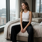 👖 Damen Freizeithose mit Elastischem Bund 🌿 Hohe Taille, Lockere Passform & Taschen