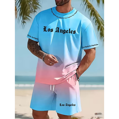 👕🌴 50% RABATT! Herren Sommer-Set mit Print – Lässiges T-Shirt & Shorts – Bequem für Freizeit, Strand & Urlaub ✨
