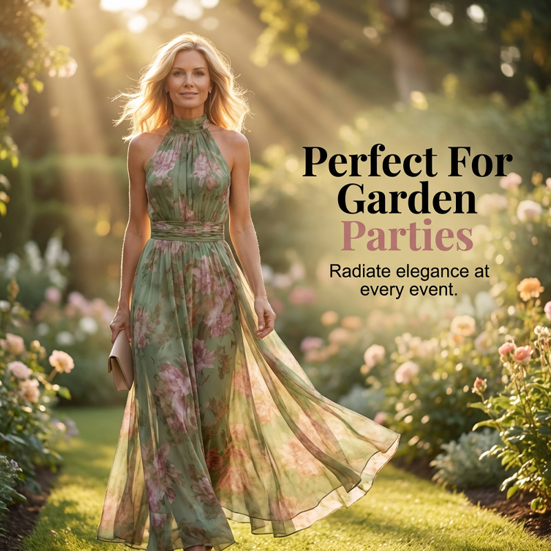 🌸 59% RABATT! 0👗 Elegantes Maxi-Kleid mit Blumendruck & Neckholder – Fließender Stoff, figurschmeichelnd & Boho-Stil – Ideal für Sommer, Urlaub & warme Abende ☀️