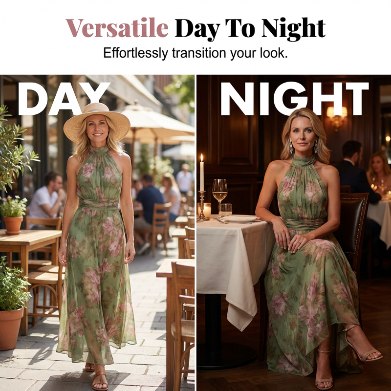 🌸 59% RABATT! 0👗 Elegantes Maxi-Kleid mit Blumendruck & Neckholder – Fließender Stoff, figurschmeichelnd & Boho-Stil – Ideal für Sommer, Urlaub & warme Abende ☀️