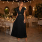 🎉 2026 Sale — Über 35.000 verkauft! 💃 Fließendes Plissee-Maxikleid – V-Ausschnitt, Rüschenärmel, Metallgürtel 🌸