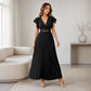 🎉 2026 Sale — Über 35.000 verkauft! 💃 Fließendes Plissee-Maxikleid – V-Ausschnitt, Rüschenärmel, Metallgürtel 🌸