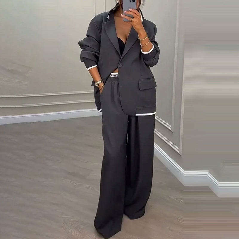 VALERIA - Traje de dos piezas con blazer oversize y pantalón ancho de tiro alto™