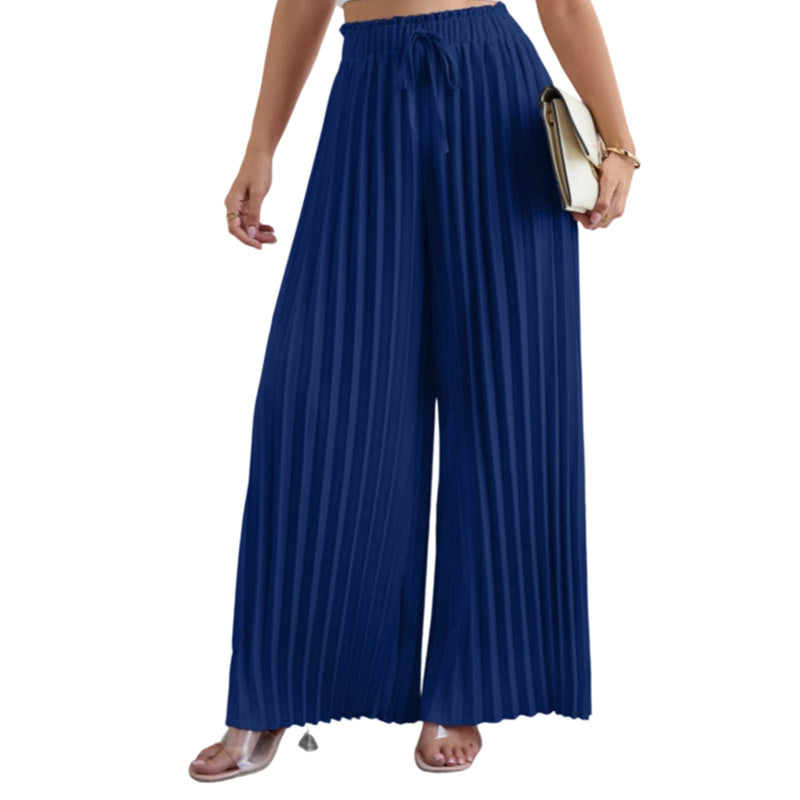 GABRIELA - Pantalones de vestir palazzo de tejido plisa y corte extra ancho con cordón ajustador™